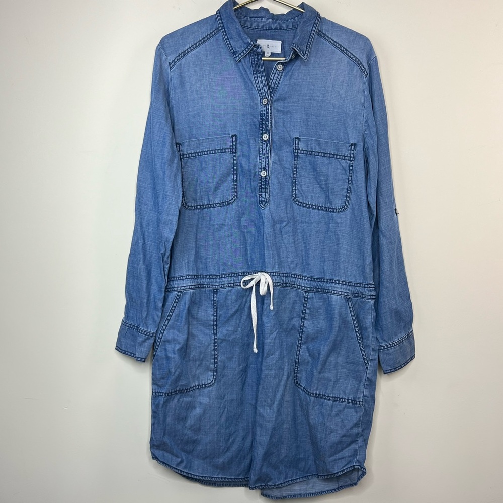 Lou & Grey Long Sleeve Denim Dress, Medium